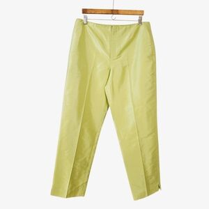 Vintage GAP Doupioni Silk Tapered Leg Flat Front Trousers Pants in Chartreuse 16